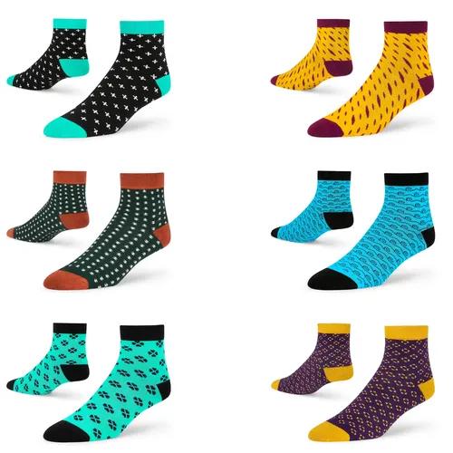 DYNAMOCKS Men's and Women's Combed Cotton Ankle Length Socks (Pack of 6) (Multicolour, Free Size)_Plus_Prim_Arrow_Tides_Plush_Classic