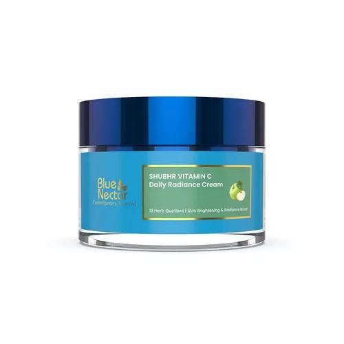 BLUE NECTAR Natural Vitamin C Face Cream for Glowing Skin, Dark Spot Removal Cream for Women with Green Apple and Almond Oil (13 Herbs, 50g)