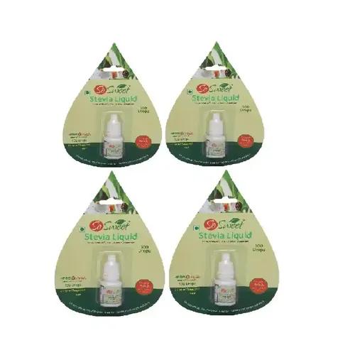 So Sweet Stevia Liquid 100 Drops 100% Natural Sweetener for Weight Management -Sugarfree-Pack of 4