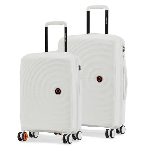 Nasher Miles Seattle Hard-Sided Polypropylene Luggage Set of 2 White Trolley Bags|Suitcase Set(55 & 65 cm)