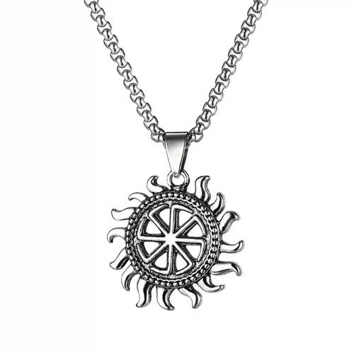 Sun Design Pendant with Silver Chain