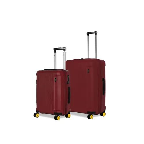 EUME Nomad Cabin 55 Cm And Check-In Medium 65 Cm Luggage Trolley Bags For Travel |Polypropylene (Pp) 8 Silentrun Wheels Suitcase - Set Of 2 ( Carmine Red)