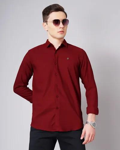 Red Solid Stretch Shirt