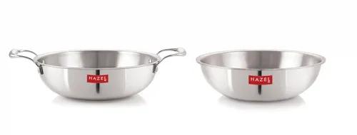 HAZEL Triply Stainless Steel Induction Bottom Kadhai and Tasra