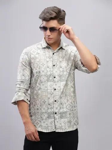 Beige Tribal Motif Shirt