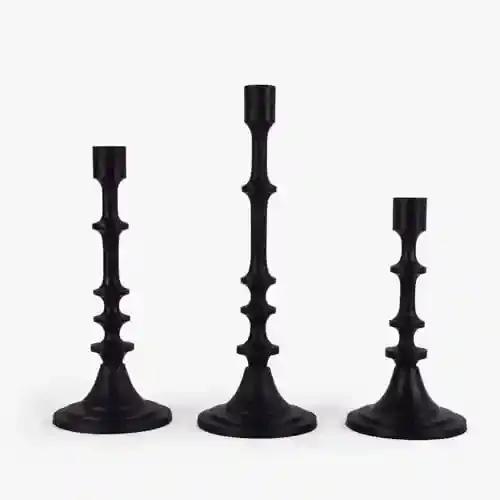 CASA DECOR Sleek Black Tapered Candle Holder Set of 3