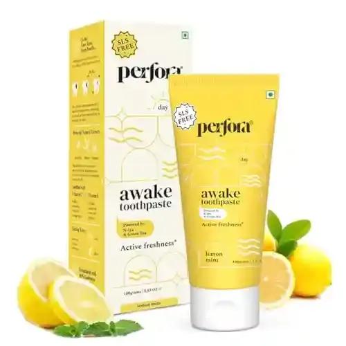 PERFORA Awake Toothpaste | Active Freshness Cavity Prevention | Vitamin Enriched SLS & Fluoride Free Toothpastes | N-Ha For Teeth Remineralisation | Healthy Gums & Oral Care | Lemon Mint