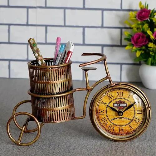 Dartistry Antique Dholak/Damru Pen Holder,Pen Pencil Stand, Table Decor Items, Corporate Gift Items - Wrought Iron, Gold