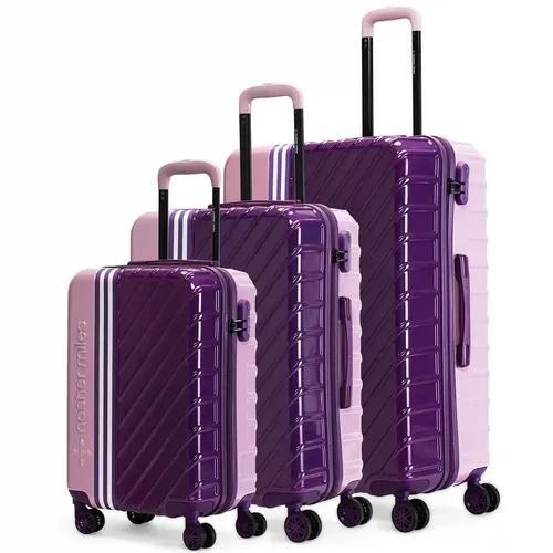 Nasher Miles Vegas Hard-Sided Polycarbonate Luggage Set of 3 Light Purple&Magenta Trolley Bags (55, 65 & 75 cm)