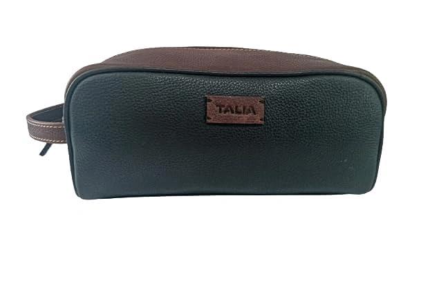 TALIA - Genuine Full Grain Leather Top Zippered Shave Kit